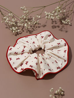 Цена за 3 шт. Резинка для волос "Орбита гранд" бантики, 15 см, молочно-красный