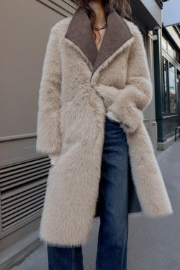 REVERSIBLE DOUBLE-FACED FAUX FUR COAT - Zara фото 3