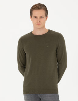 Базовый свитер приталенного кроя цвета хаки - Cacharel фото 3