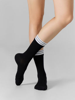 Цена за 5 пар! Носки женские черные с рисунком в виде полосок - Mark formelle фото 2