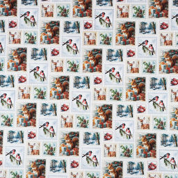 Цена за 10 шт. Упаковочная бумага на новый год, двухсторонняя крафтовая «Новогодние марки», 70×100 см