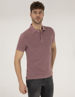 Pembe Dokulu Slim Fit Polo Yaka Ti__rt