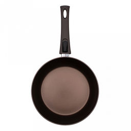 Сковорода с антипригарным покрытием д28см Hygge, h5,3см, s3,3мм, дно д22,7см, s3,8мм, кованый алюминий, съемная бакелитовая ручка с покрытием soft-touch, молочный/коричневый, TalleR (Китай) Подходит для всех видов плит, включая индукционную. - Домашняя мода фото 3