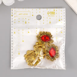 Декор для творчества металл пряжка «Кристалл в цветах», набор 4 шт., 2.5×2.3×1 см