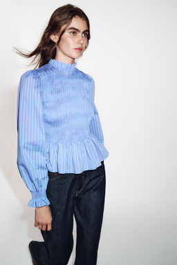 STRIPED SMOCKED SHIRT - Zara фото 7