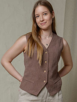 100% ЛЁН стильный жилет полуприлегающий