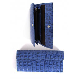 Портмоне женское Croco-ПР-952 натуральная кожа 3 отд, 5 карм, голубой кайман (13) 264733