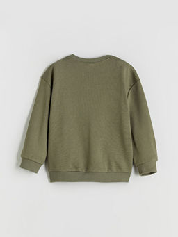 Bisiklet Yaka Dinozor Bask?l? Erkek ?ocuk Sweatshirt