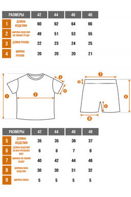 Арт. 9134 Пижама с шортами 42-50 (5 шт) Цвет:верх-черный,низ-черный