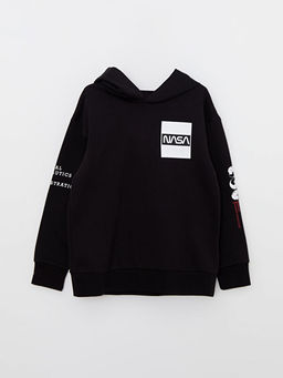 Kap??onlu Nasa Bask?l? Uzun Kollu Erkek ?ocuk Sweatshirt