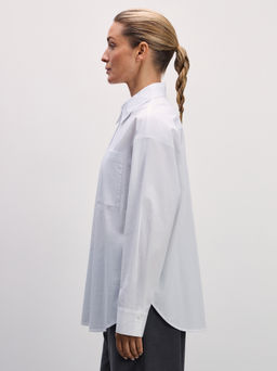 Рубашка оверсайз из хлопка с карманом / Zarina фото 4