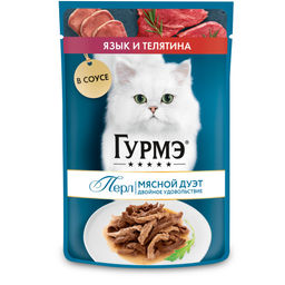 Паучи для кошек Нежное филе Мясной дуэт с телятиной и языком в соусе (Gourmet Perl) 12461429