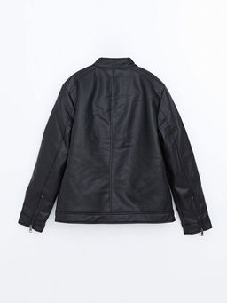 Slim Fit Biker Yaka Erkek Deri G?r?n?ml? Ceket - Waikiki фото 3
