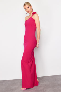 Limited Edition Pembe Vucuda Oturan Gul Aksesuarl? Orme Uzun Abiye Elbise TPRSS24AE00047 - Trendyolmilla фото 2