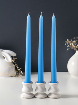 Свеча античная 25 см (набор 3 шт) 58 гр, 7 ч, цв. пастельно-голубой