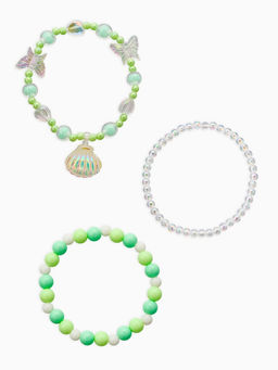 Цена за 2 шт. Браслеты детские «Выбражулька. Жемчужина желаний», набор 3 шт. зеленый