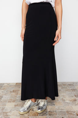 TRENDYOLMILLA Siyah Vucuda Oturan Bal?k Form Esnek Orme Maxi Etek TWOSS24ET00155  фото 10