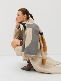 В составе шерсть и кашемир! теплый двусторонний палантин - Tantino фото 2