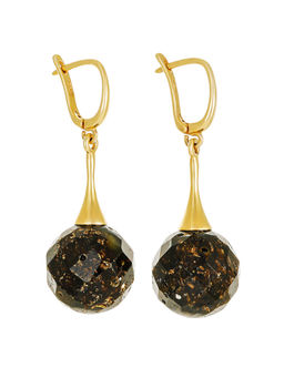 Необычные серьги Метеорит алмазный из натурального янтаря