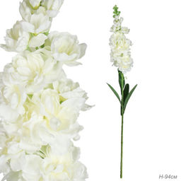 Цветок искусственный Дельфиниум 22 цветка белый 94 см / A56 /уп 50/500/