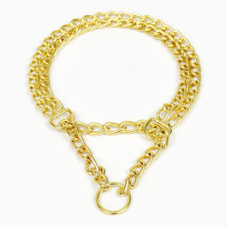 Ошейник - полуудавка металлический двухрядный, 40 см, толщина проволоки 2 мм, золотистый - Пижон фото 3