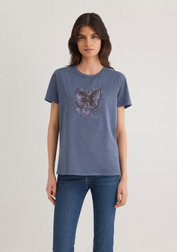 Kelebek Bask?l? Mavi Istanbul Tisort  фото 3