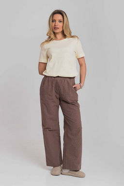 Брюки свободного кроя М325264кг какао/горчица
