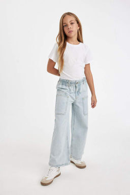 Широкие джинсовые брюки для девочек - Defacto фото 2