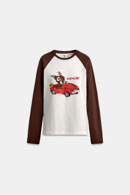CAMISETA FLAM? ILUSTRACI?N GREMLINS &  X DYLAN?S T-SHIRT CLUB X ZARA / marron/blanco  фото 4