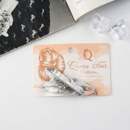 Заколка - автомат для волос «Либерти», перья, 7 см, серебро