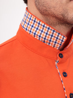 Джемпер мужской с воротником поло короткий рукав GREG G144-PO1246T-CTP1023 (оранжевый)  фото 4