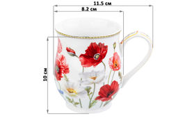 Кружка 350 мл 11,5*8,2*10 см Маки бочонок, NEW BONE CHINA - Elan gallery фото 3