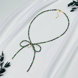 Колье из Цоизита с Рубином и Жемчуга "Бантик" 42 см +