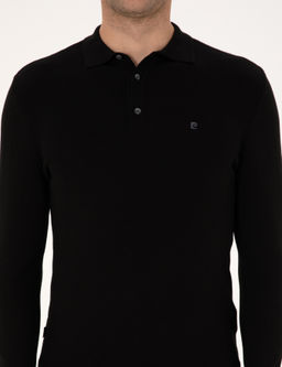 Siyah Slim Fit Polo Yaka Basic Triko Kazak - Pierre cardin фото 6