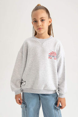 Толстовка оверсайз с круглым вырезом для девочек Disney Mickey & Minnie - Defacto фото 4