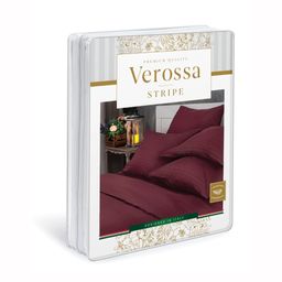 Комплект постельного белья Страйп-сатин Verossa темно-бордовый КПБ-НС-08 1.5 сп-1