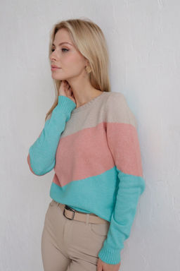 Джемпер колор блок в цвете тиффани-пудра-беж - Martichelli фото 10