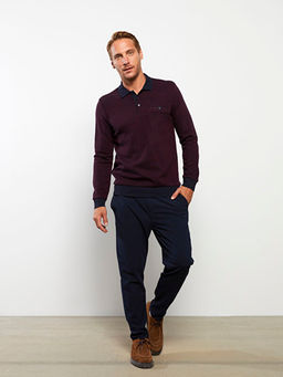 Polo Yaka Uzun Kollu Erkek Sweatshirt