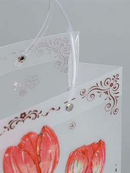 Пакет подарочный прозрачный, "Тюльпаны", 22 х 10 х 24 см