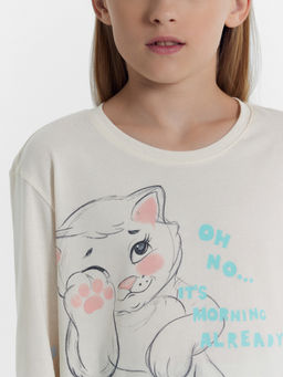 Комплект для девочек (джемпер, брюки) бежево-голубой с котиками - Mark formelle фото 6