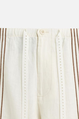 100% LINEN EMBROIDERED TROUSERS - Zara фото 17