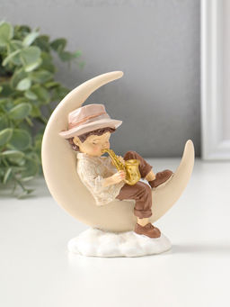 Сувенир полистоун "Мальчик на месяце играет на трубе" 13 см