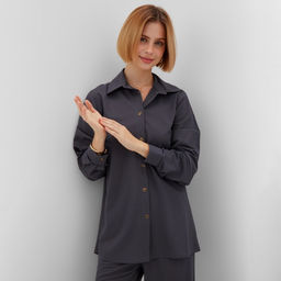 Костюм женский (рубашка, брюки) MINAKU: Home Collection, размер 50, цвет графит