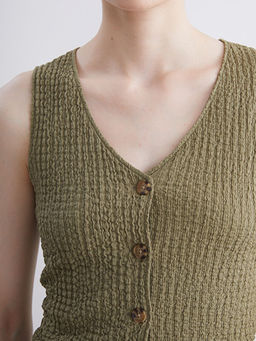 V Yaka Dokulu Kad?n Yelek