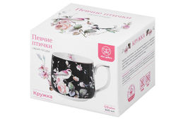 Кружка 500 мл 13,5*10*9 см Певчие птички на черном NEW BONE CHINA - Elan gallery фото 12