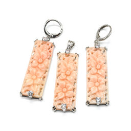 Набор Серьги и Кулон Цветы 13*37мм цв.персик