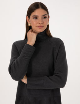 Antrasit Comfort Fit Y_n Kar___ml_ Bal_k__ Yaka Kazak - Pierre cardin фото 2