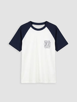 Bisiklet Yaka Reglan Kollu Bask?l? Erkek ?ocuk Ti??rt