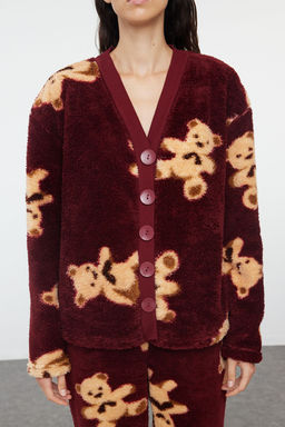 Trendyolmilla Bordo Ay?c?kl? Wellsoft K?sl?k Orme Pijama Tak?m? THMAW25PT00055 фото 3
