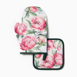 Набор кухонный Пионы варежка-прихватка 20?27 см, прихватка 17?17 см 100% п/э